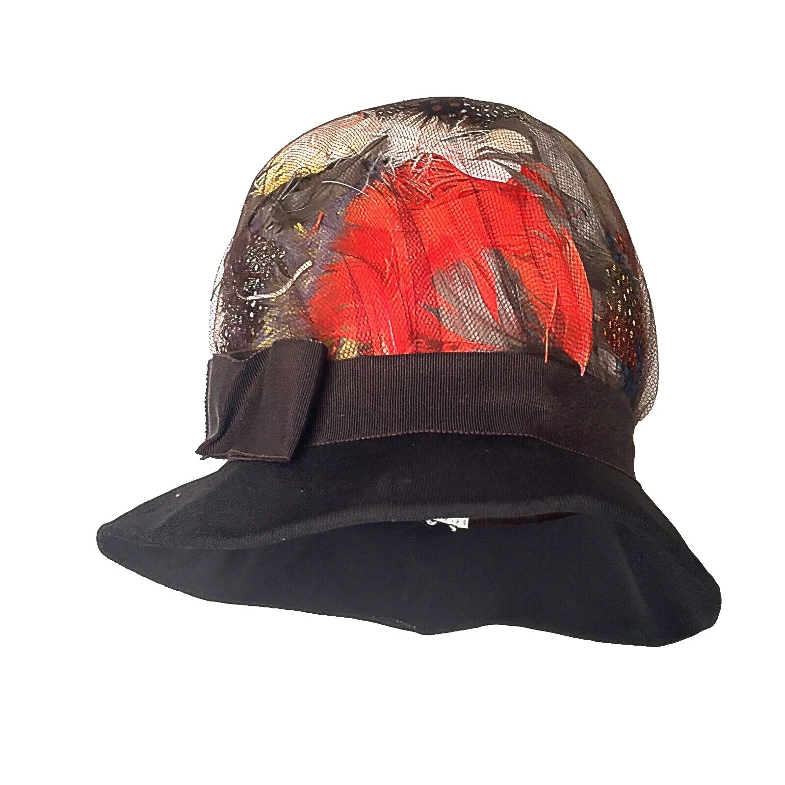 Vestido Multicolor Pluma Sombreros vintage para mujeres