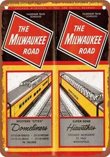 METAL SIGN - 1962 Milwaukee Road Streamliners Schedule - Vintage Rusty Look