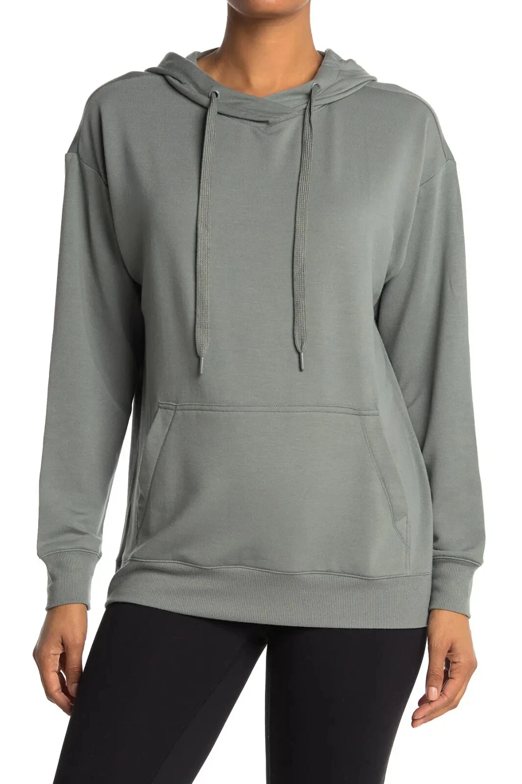 90 Degree By Reflex Hoodie Size LARGE Terry Brushed Pullover Sweatshirt Gray NEW