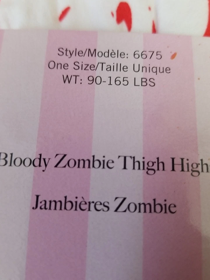 Bloody Zombie Thigh Highs Nylon Schoolgirl Cosplay Pride Rave Sexy Leg Ave - Image 4 of 4