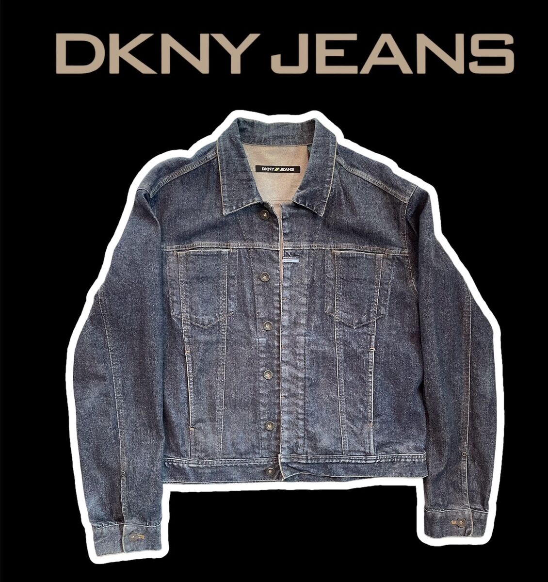 Vintage 90s DKNY Jeans Denim Blue Jeans Jacket NYC HIP HOP RAP URBAN MEN Large