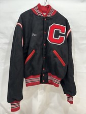 Vintage Wool Standard Pennant Varsity Letterman Jacket Wool C 91 Black Red Snap