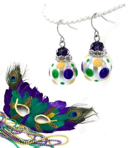 Mardi Gras Earrings for Woman Louisiana New Orleans Festival Drop Dangle Earring - Picture 2 of 10