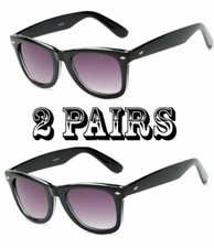 2 Pairs Square Thick Frame Full Magnified Tinted Sun Readers Reading Sunglasses