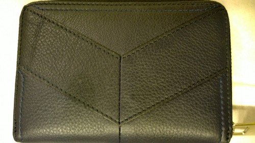 Purse,DIESEL,Navy Blue,Genuine Leather,Zip,Credit Cards,Coin Pocket,Women's - Picture 3 of 9