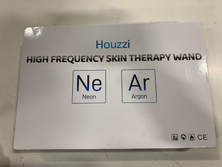 Houzzi High Frequency Skin Therapy Wand 5 Pcs Set Neon and Argon White
