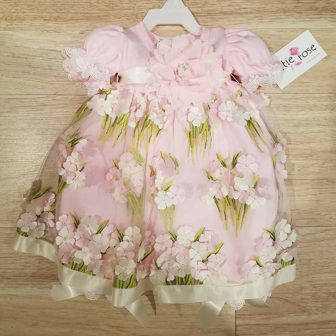 rose lace romper dress Baby Girl Pink Katie Rose Romper Dress 1 Pc Size 6m Flowers Lace New NWT