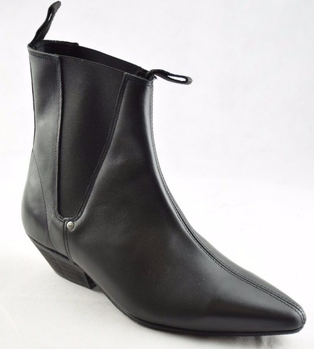 Tierra De Acero Cuero Negro Botas Chelsea Tacón Cubano Beat botín Sb033Z92  | eBay