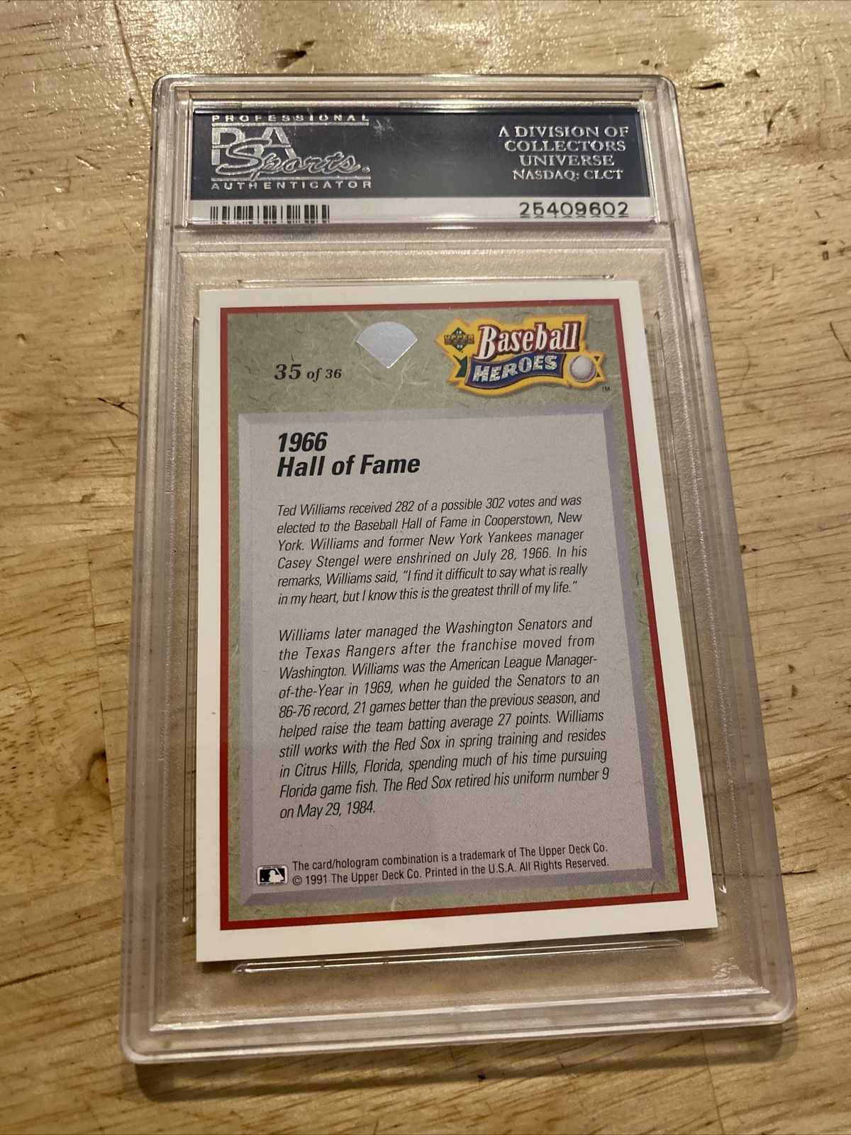Ted Williams PSA 8.5 Vintage Baseball Card 1992 Upper Deck Boston Red Sox MLB view 12