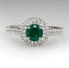 3.00Ct Round Cut Natural Green Emerald Wedding Ring 14k Two Tone Gold Plated