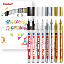 edding 780 gloss paint marker pen set of 8 pens, 0.8mm tip essential colours