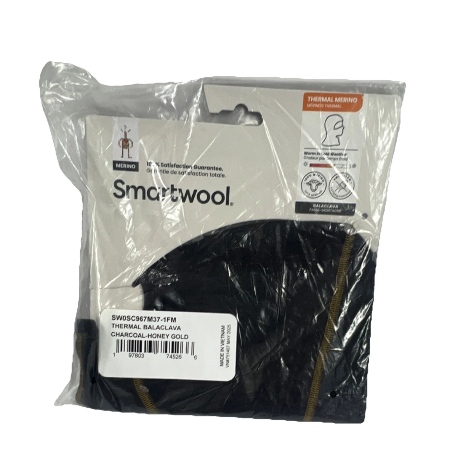 Smartwool Thermal Balaclava Merino Wool RARE UNISEX CHARCOAL -HONEY NWT