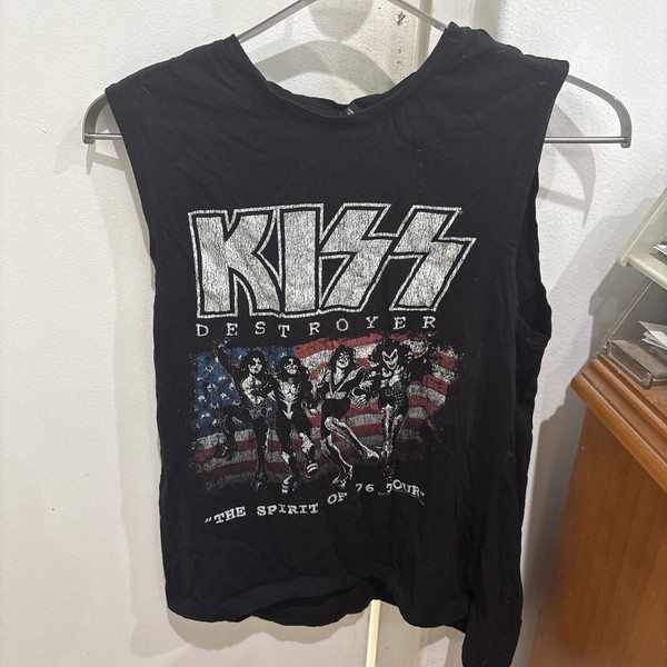 KISS Band Tank Top Womens Size 8 Black Sleeveless Rock Music Graphic Tee