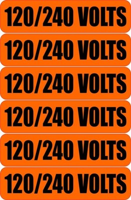 6x 120 / 240 Volts Warning Vinyl Decal | Outdoor Laminated | Electrical Safety