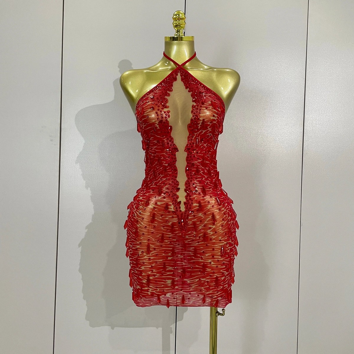 Charmie Sexy Mesh Sheer Backless Sparkly Diamond Dress | eBay