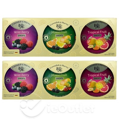 (6-PACK) Cavendish & Harvey Wild Berry, Mixed & Tropical Fruit Drops Hard Candy