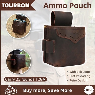 Tourbon Leather Cartridges Belt Pouch Ammo Shells Bag Game Skeet Trap Shooting