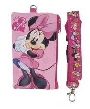 Disney Minnie Mouse ID Holder Lanyard with detachable Coin Purse Fastpass Ticket