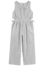 Carter's Girls size 7 striped sleeveless seersucker black  white Jumpsuit