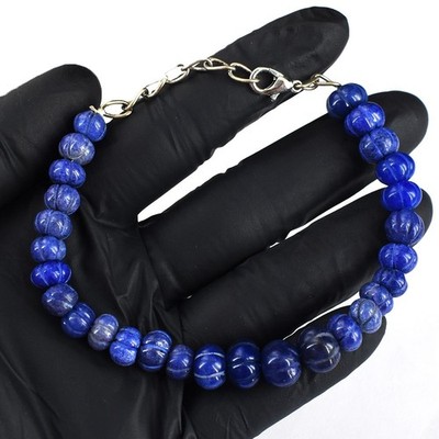 Absolut traumhaftes Perlenarmband Blumen geschnitzt Saphir 91,00 kt RK 49 E738