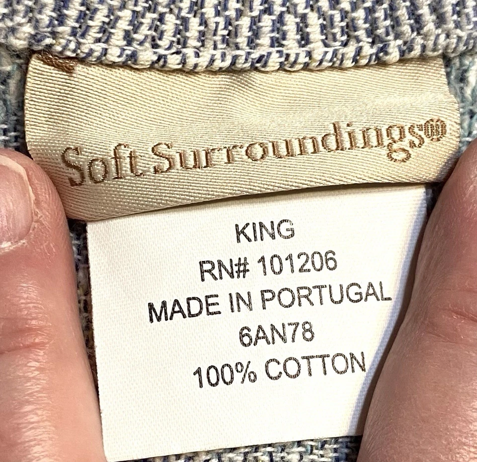 SOFT SURROUNDINGS COVERLET BEDSPREAD & 2 SHAMS King Light Blue / Yellow READ - Image 3 of 4