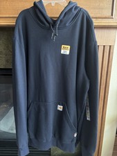 Carhartt FR Heavyweight Rain Defender Hooded Fleece Sweatshirt Navy XL Tall
