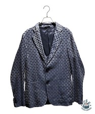 GIORGIO ARMANI UPTON Linen Tailored Jacket Size: 46 Navy Men 8WGGG02B T03ZF