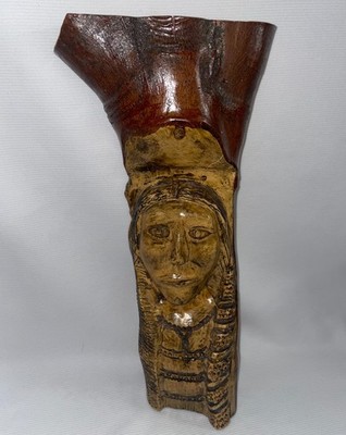 Hand Carved Single Piece Of Wood Native American Image 13 1/2 Inches High
