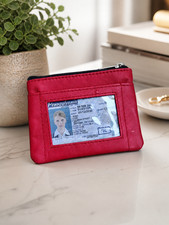 Women  s Leather Coin Purse, ID Card Holder  Key Pouch   Stylish Compact Wallet