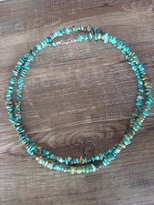 Native American Sterling Silver 36" Turquoise Nugget Stone Necklace by Coriz