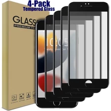 4-Pack Clear Full Cover Tempered Glass Screen Protector For iPhone 6/6S/7/8 Plus