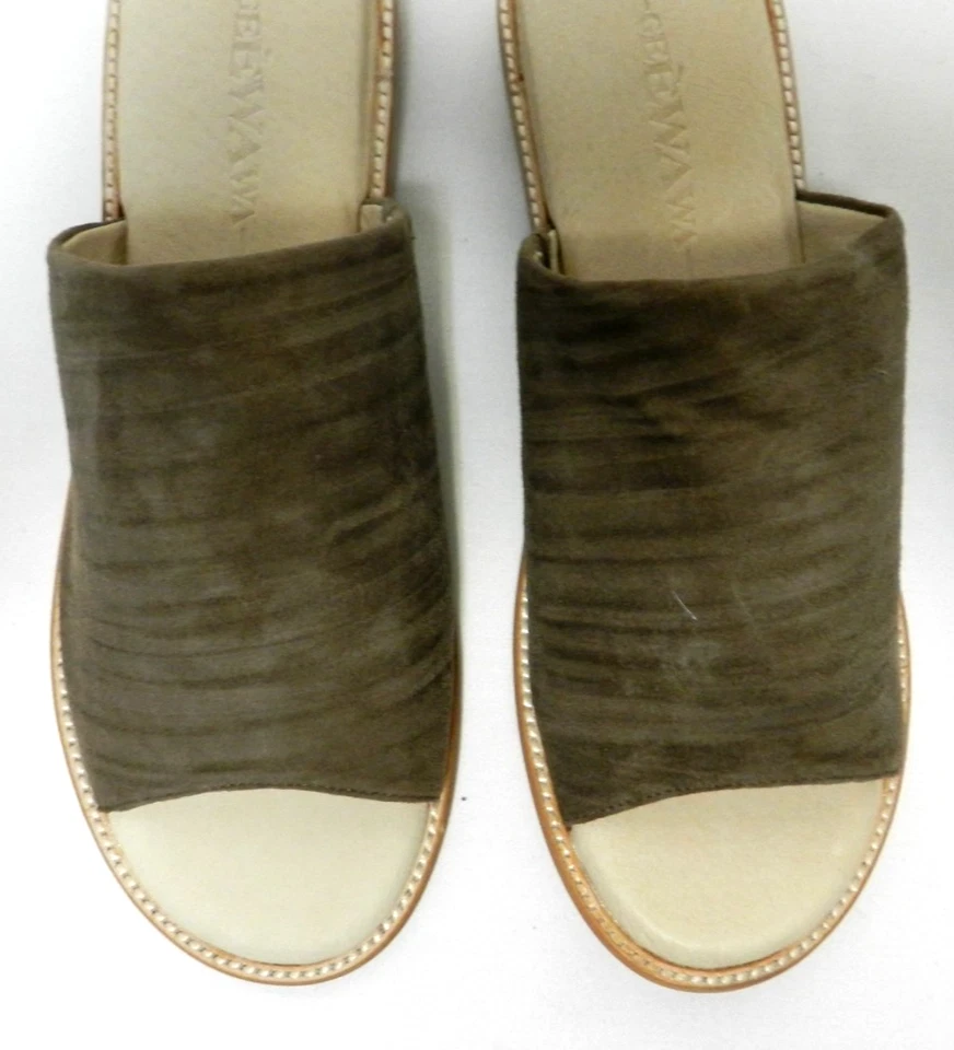 Gee Wawa Anthropologie Gamuza Cuero Ariel Marrón Slides Sandalias Planas NUEVO 8.5 Foto 4 de 4