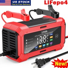 12V 6A Car Battery Charger Smart Automatic Pulse Repair LiFePo4 AGM GEL NEW