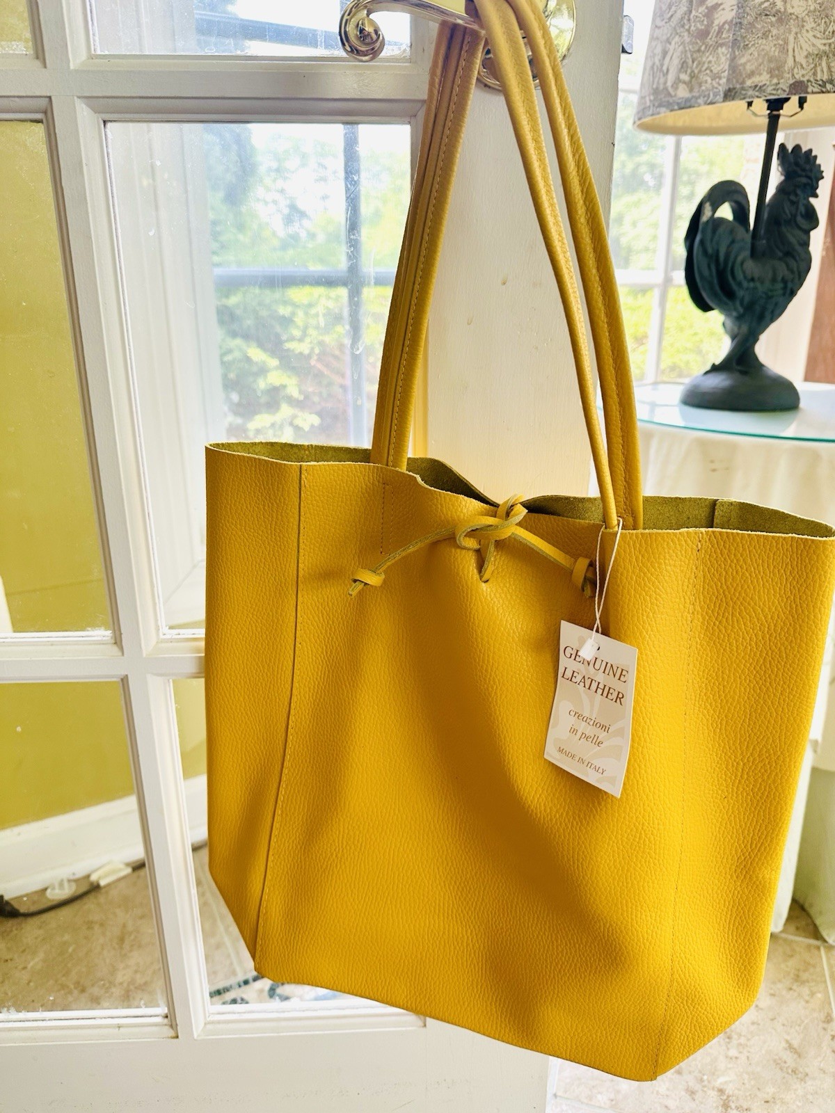 ITALIAN PEBBLED GRAIN LEATHER X-LARGE HANDBAG TOTE SHOULDER BAG - MADE IN ITALY