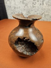 Vintage Mid Century Burl Wood Turned Vase 5.5"