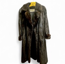 Vintage AMERICAN FUR AWARD Women  s Full Length Dark Brown Mink Fur Coat AFA