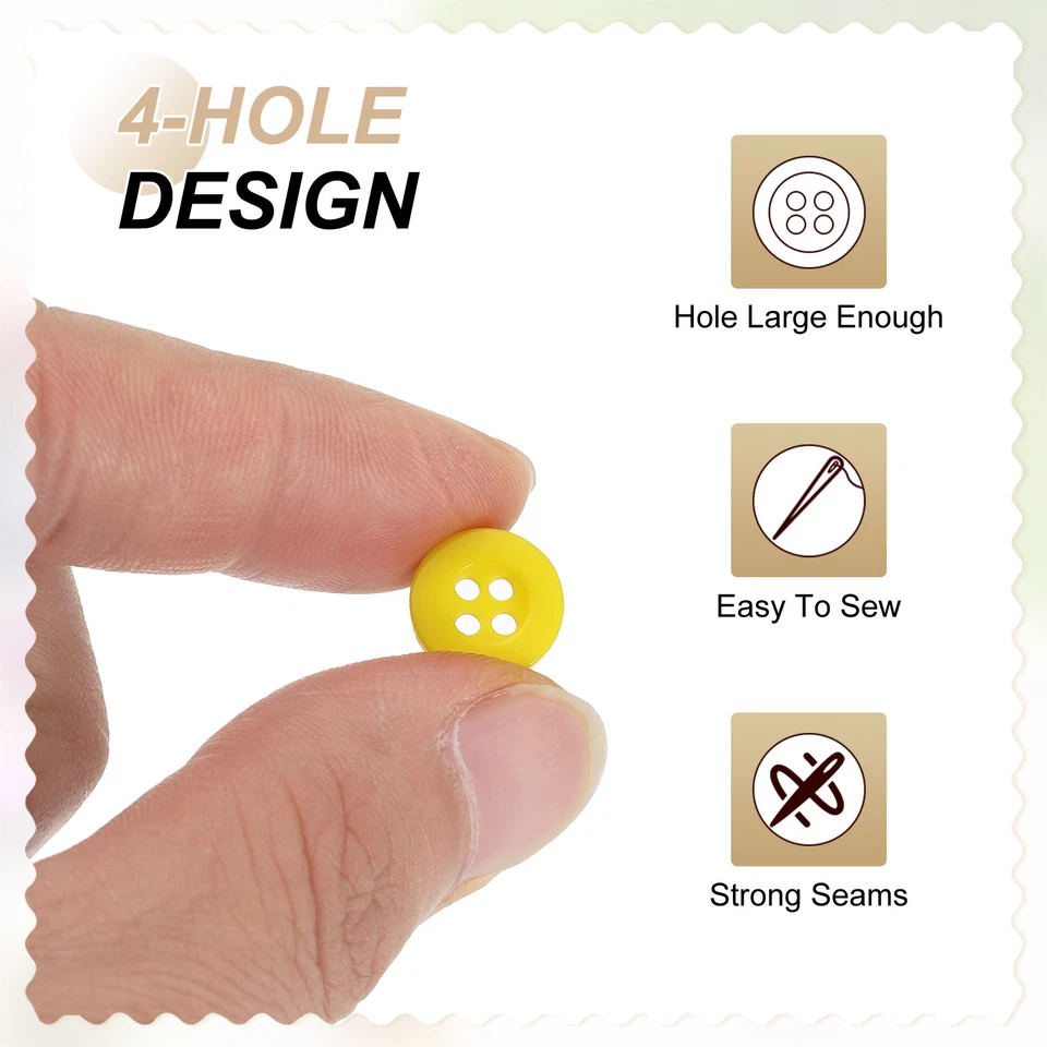 30 круглых плоских пуговиц для рукоделия с 4 отверстиями 18 л 15/32 дюйма из смолы желтые - Изображение 4 из 4