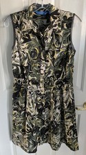 Vera Wang sleeveless floral button knee length dress small