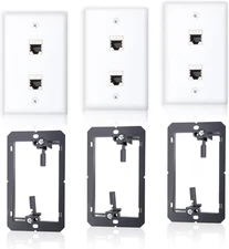 3-Pack CAT7 Ethernet Wall Plate 2 Port RJ45 Keystone Jack Female to Female Shie
