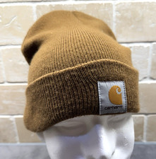Carhartt Brown Woven Knit Hat Child/Youth One Size Stretch Cuffed Stocking Cap