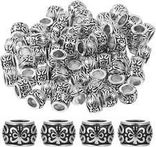 100 PCS Silver Spacer Beads Large Hole Metal Beads Tibetan Alloy Bead Spacers wi