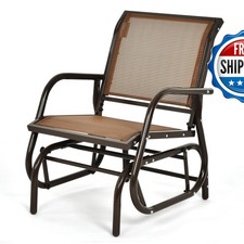 DORTALA Swing Glider Chair, Outdoor Rocking Chair w/Study Metal Frame
