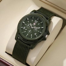 Men's Military Army Luminous 24 Hours Dial Nylon Strap Date Quartz Wrist Watch