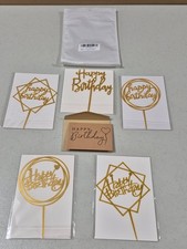 5 Pc Happy Birthday Acrylic Gold Cake Toppers