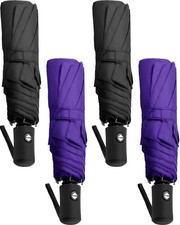 Yahenda 4 Pack Windproof Travel Umbrella Automatic one size, Purple, Black