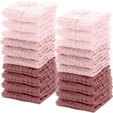 20 Pcs Baby Muslin Washcloth 12 x 12 Inch 100 Cotton Soft and Absorbent Musl...