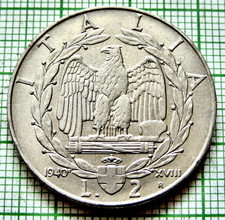 ITALY Vittorio Emanuele III 1940 R 2 LIRE, Eagle on Fascio Littorio NON-MAGNETIC