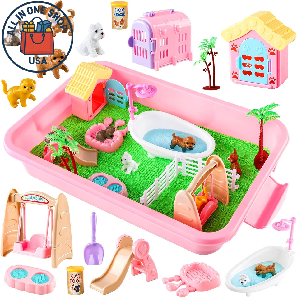 Pet Box Items 21 PCS Pet Sensory Bin, Dog & Cat Sandbox with Sand & Box | eBay