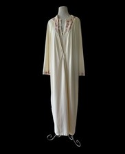 Vtg GOSSARD ARTEMIS Ivory Floral Embroidered Robe  Nightgown Set XXL Nylon 60s