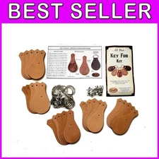 Versatile Leather Key Chain Crafting Kit - 25 Blanks, Rings & Rivets Included